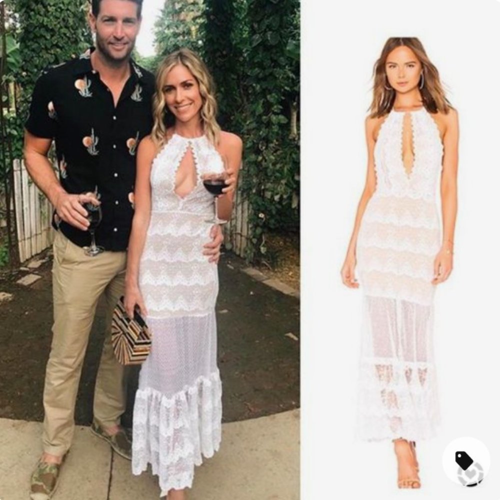 Nightcap Belle Nuit Halter Maxi Lace Gown in White